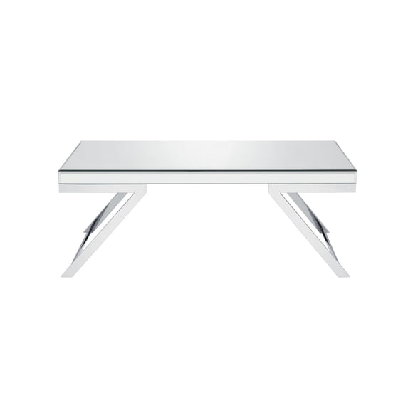 Silver Coffee Table With Mirrored Look - Made From Engineered Woods 5 Mm Beveled Mirror & Strong Iron Base Add Glamour Tops Sides Floor Plastic Glides Uncomplicated 3 Assembly Instructions Tools