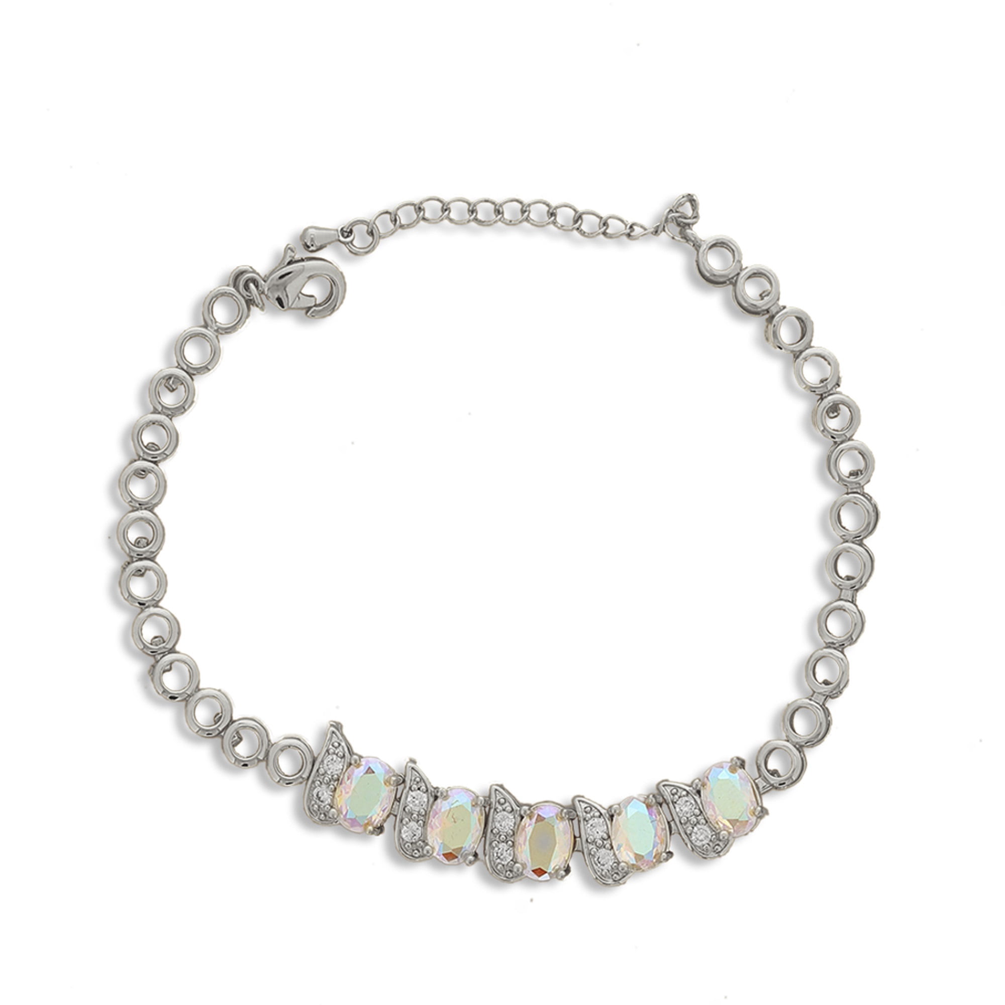 Silver Color Anklet for Adult Bracelet Women, 6"+2" inch Adjustable Size in Brass Metal