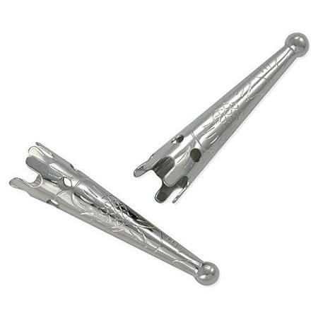 Silver Color Bolo Tip with Design 28mm (Pack of 10)