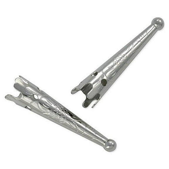 Silver Color Bolo Tip with Design 28mm (Pack of 10)