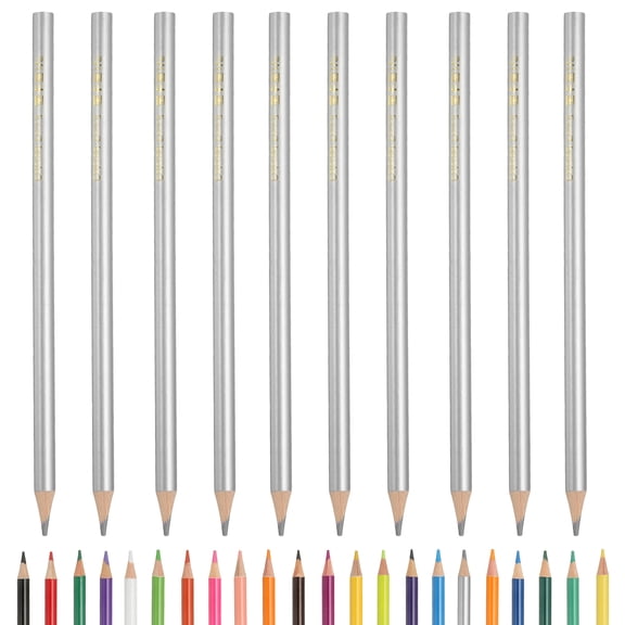 Silver Color Drawing Pencils for Adult Coloring Books, 10 Pcs
