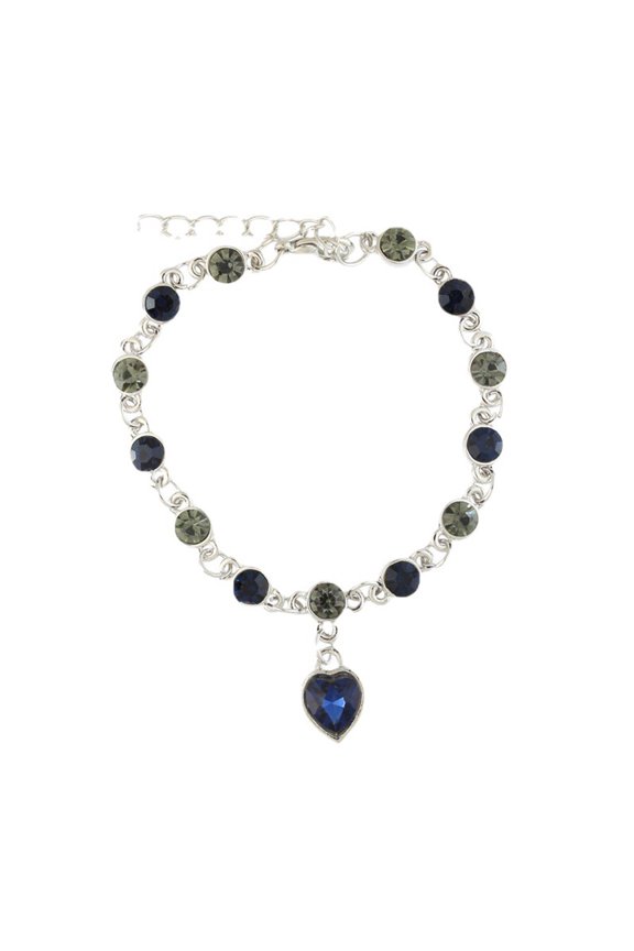 Silver Color Luck Decoration for Women Featuring Blue Crystals Heart Charm Portable for Weddings Ornament