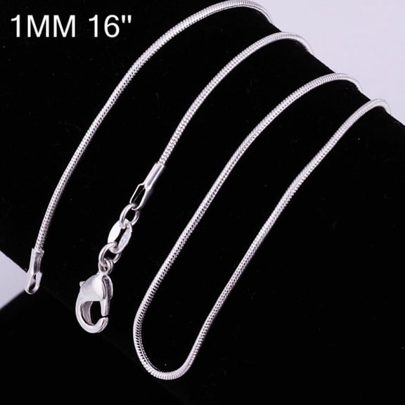 Silver Color Necklace Thin Snake Chain Necklace Silver Color 1 mm Snake Chain Necklace Women 1PC