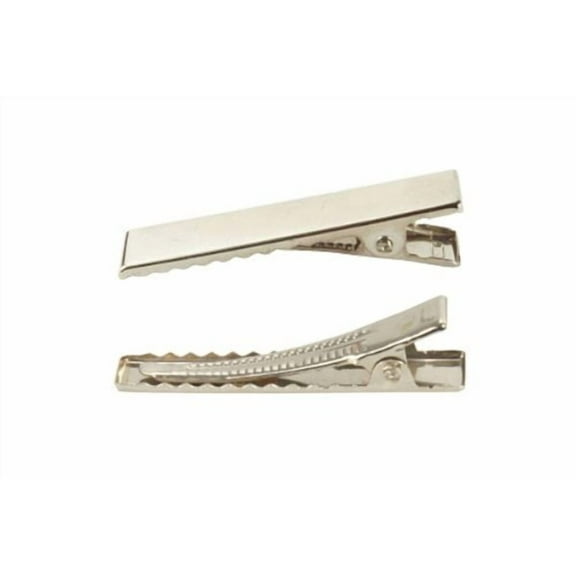 Silver Color Prong Alligator Teeth Bows Hair Flat Clips 2''