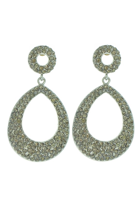 Silver Color Rhinestone Pena Earrings