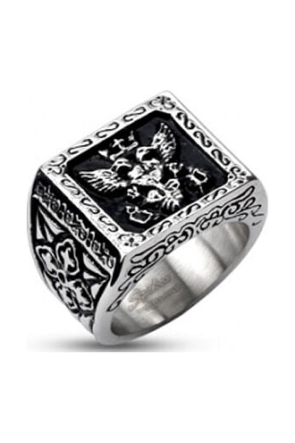 Silver Color Stainless Steel 33rd Degree Scottish Rite Freemason Ring / Masonic