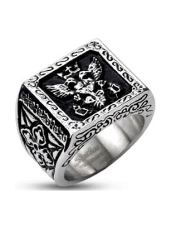 Silver Color Stainless Steel 33rd Degree Scottish Rite Freemason Ring / Masonic