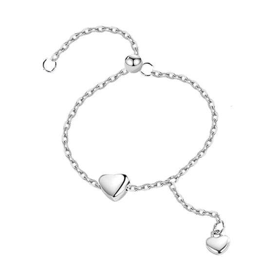 Silver Color Unique Design Love Heart Chain Elegant Charm Rings Finger For Women Adjustable