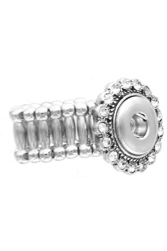 Silver Color adjustable rhinestone snaps ring fit 12mm snap button charms