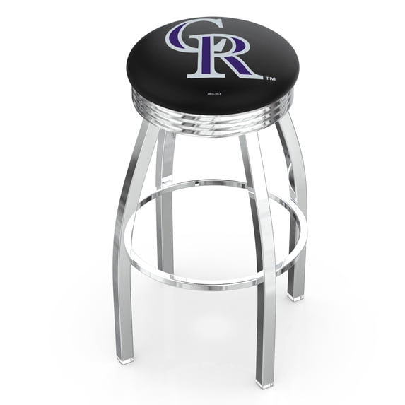 Silver Colorado Rockies 25" Chrome Ringed Swivel Counter Stool