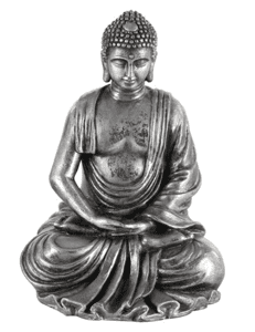Silver Colored Seated Buddha Statue Buddhism Thai Meditating Open Hands Home and Garden Decorative Sculpture Praying Collectibles Figurine 8" Tall