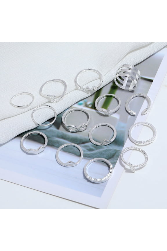 Silver Combination Ring Set