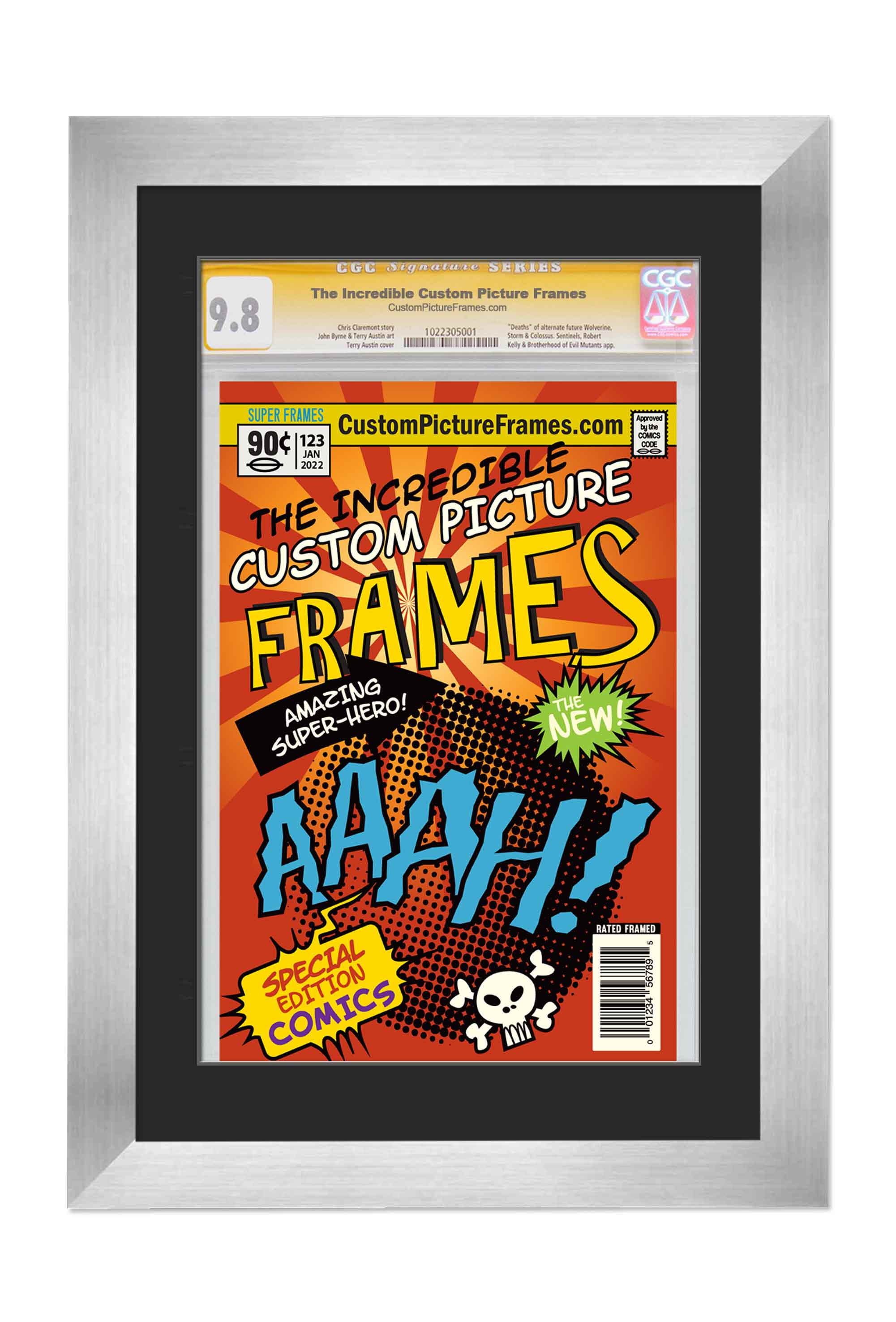 Silver Comic Book Frame with Black Mat 1 Opening to Display 1 CGC