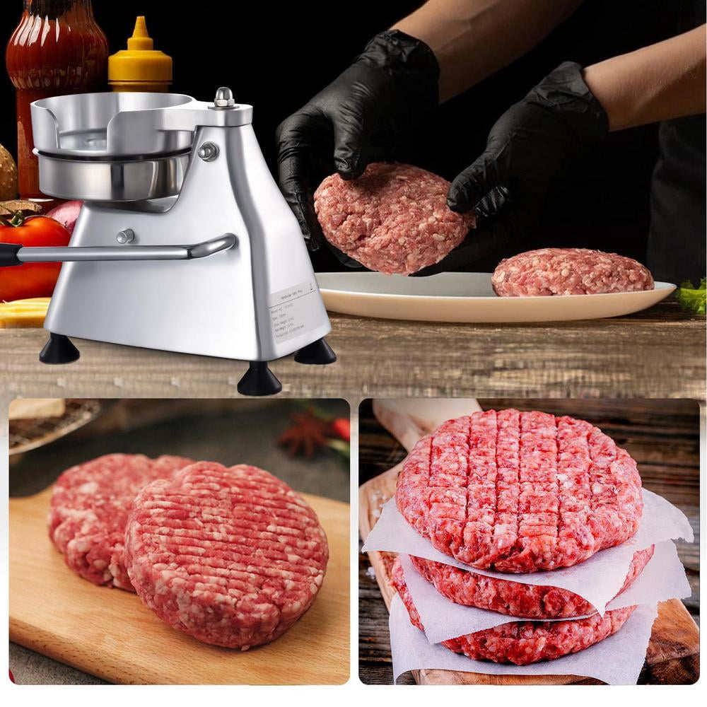 Silver Commercial Burger Press – Manual Patty Maker with Stainless ...