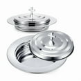 thumbnail image 1 of Silver Communion Set with Lid, Stainless Steel Bread Tray Plates for Churches, Holy Communion Tray with Cover, Church, 1 of 6