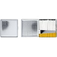 thumbnail image 1 of Set of 2 Compact Metal-Plated King Size Cigarette Case & Stash Box (Silver Abstract Brick), 1 of 4