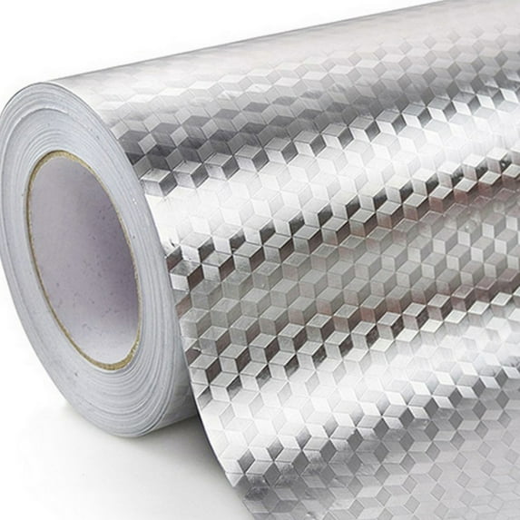 Silver Contact Paper for Kitchen Oil Proof Waterproof Sticker Aluminum Foil Kitchen Wallpaper Backsplash Peel and Stick Self Adhesive Shelf Liners for Drawer Removable