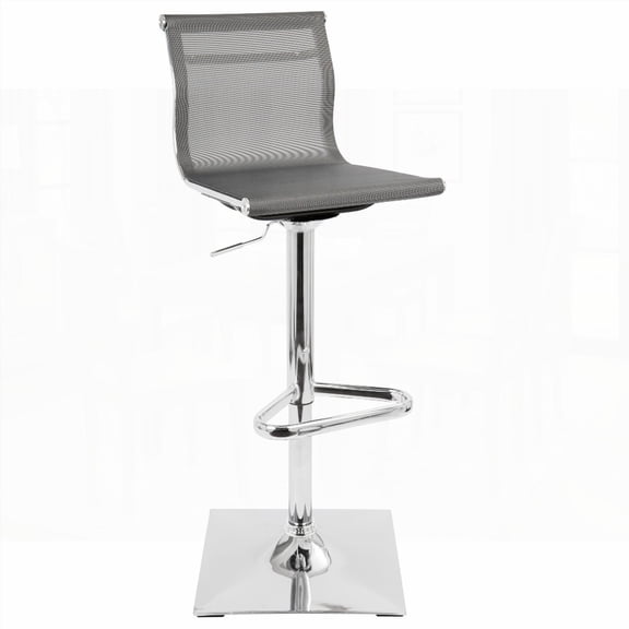 Silver Contemporary Adjustable Barstools - 1-Pack with 360° Swivel and Chrome Base