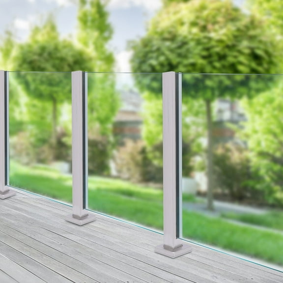 Silver Corner Post Glass Railing Post,Mid Post 65cm 304 Stainless Steel Balustrade for Balcony Deck