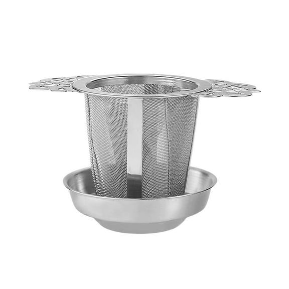 Silver Creative Floral Edge Tea Infuser Ball Loose Leaf Strainer Stainless Steel With Chain Handle Silver Finish