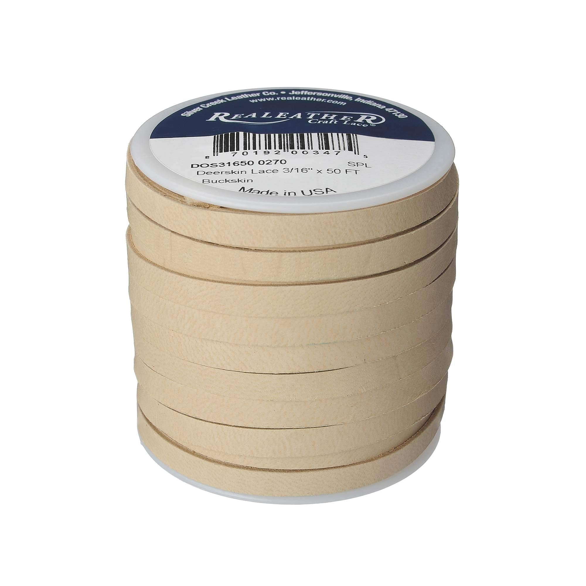 Silver Creek Leather Co Realeather Deerskin Leather Lace for Crafts and Jewelry Making, 0.2 x 50', Buckskin 0.2" x 50'