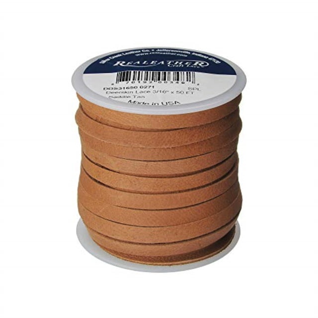 Silver Creek Leather Co Realeather Deerskin Leather Lace for Crafts and Jewelry Making, 0.2 x 50', Saddle Tan 0.2" x 50'