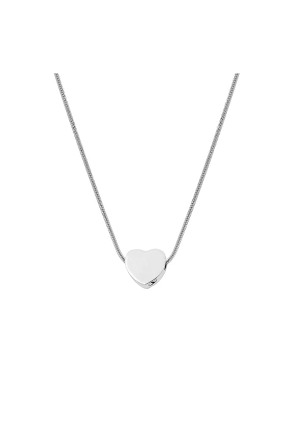 Silver Cremation Heart Necklace, Memorial Jewelry for Women, Ashes Holder Heart Necklace, Memorial Keepsake, Stainless Steel Ashes Container with Filling Kit and Jewelry Box [Silver, No Engraving]