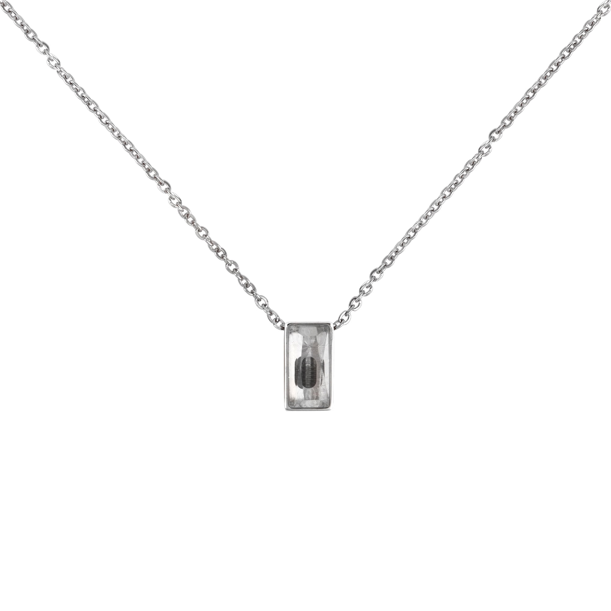 Silver Cremation Necklace, Cube Memorial Jewelry, Cube Urn Ashes Holder Pendant, Crystal Necklace for Ashes, Cube Keepsake Pet Ashes Necklace, with Fill Kit and Box Ship Next Day! [No Engraving]
