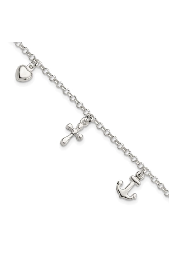 Silver Cross Anchor Heart Bracelet for Men and Women Spiritual Nautical Charm Jewelry with Minimalist Design and Chain Accent Faith Pendant for Casual or Formal Wear