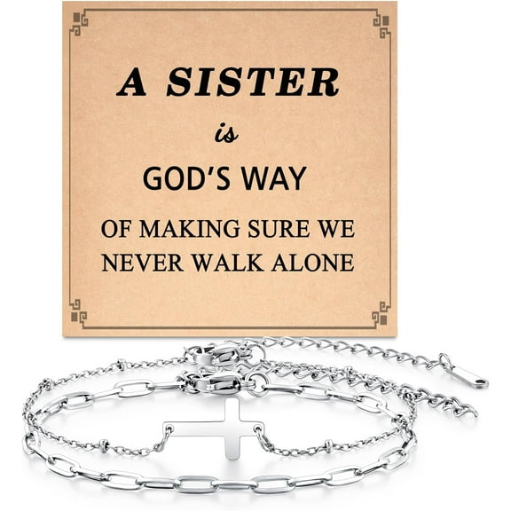 Silver Cross Bracelet for Women, Christian Gifts for Women, Religious Gifts Dainty Bracelet