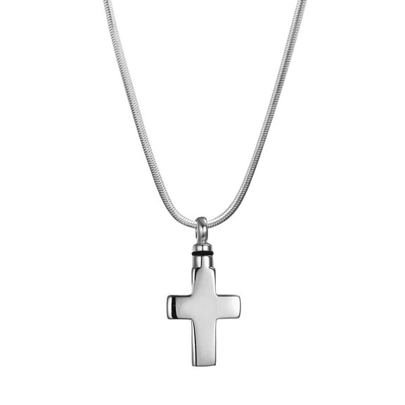 Silver Cross Cremation Urn For Human Ashes Memorial Necklace with Free Funnel Kit and Velvet Jewelry Box
