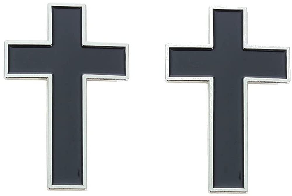 Silver Cross Lapel Pins Black Center Christian Pkg of 2