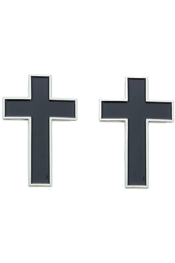 Silver Cross Lapel Pins Black Center Christian Pkg of 2