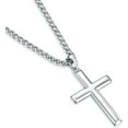 thumbnail image 1 of Silver Cross Necklace for Men, 925 Sterling Silver Cross Pendant Necklace with Stainless Steel Chain, 1 of 5