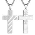 thumbnail image 1 of APSVO Silver Cross Necklaces for Men Boys American Flag Pendant Chain Catholic Christian Religious Birthday First Communion Graduation Fathers Day Jewelry Gifts Teen Him Dad Son Adults Kids Age Ideas, 1 of 7