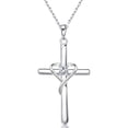 thumbnail image 1 of Silver Cross Necklace for Women Men 14K Gold Plated Birthstone Necklaces Rose Gold Necklace for Easter or Christmas, 1 of 5