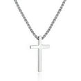 thumbnail image 1 of Turandoss Silver Cross Necklaces for Men Boys 316L Stainless Steel Pendant 16-30 inch Chain Jewelry Catholic Religious Christian Birthday Gifts for Men Women Boys, 1 of 9