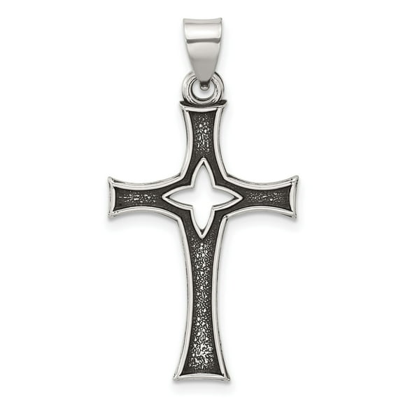 Silver Cross Pendant Necklace for Men and Women with Antiqued Finish Textured Sterling Charm Modern Faith Necklace Masculine Artisan Style Religious Jewelry for Him or Her