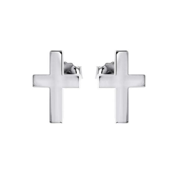 Silver Cross Stud Earrings | Appx. 0.9 Grams