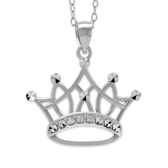 Silver Crown Pendant Necklace- 925 Sterling Silver- Silver Adjustable Necklace 16"-18"