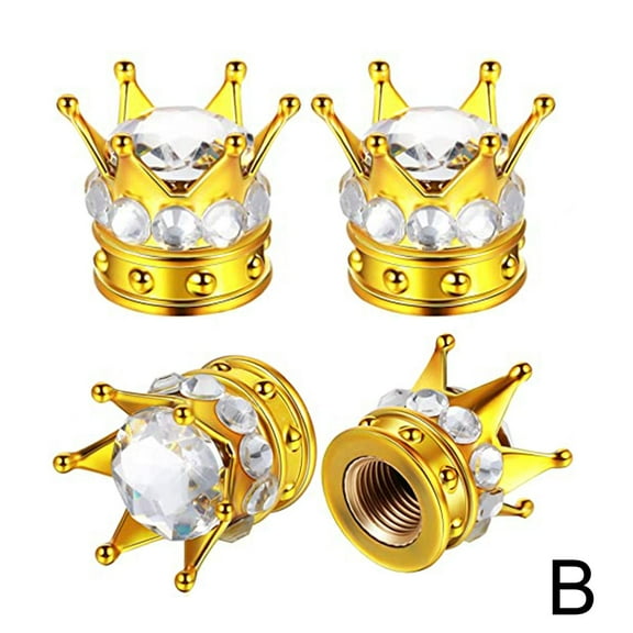 Silver Crown Purple Diamond Car Tire Tyre Valve Dust Caps Covers Set 4 S6A2