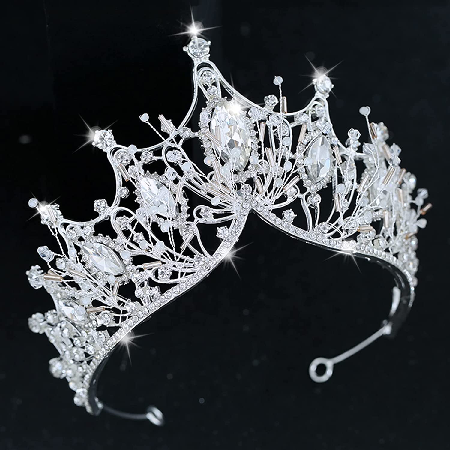 Diadème Princesse Strass Argenté - Couronne Avec Peigne, Pour Mariage, Anniversaire, Cosplay - Taille 14.5 Cm