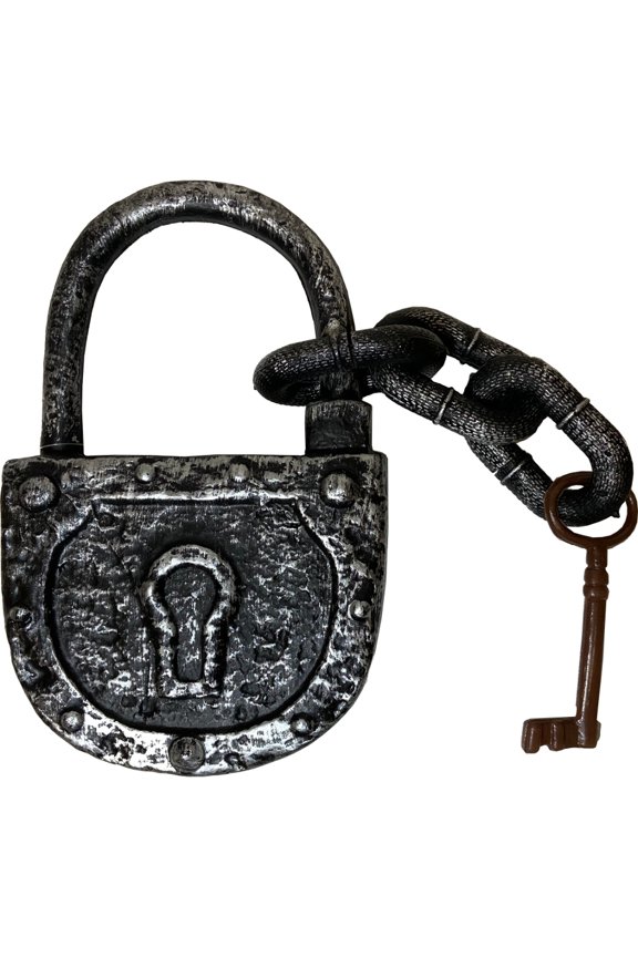 Silver Crypt Keeper Prisoner Lock And Key Toy Costume Accessory