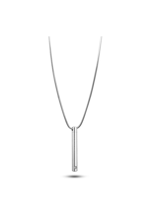 Silver Crystal Cylinder Ashes Container Cremation Jewelry Memorial Necklace Cremation Urn Necklace for Ashes with Funnel Kit