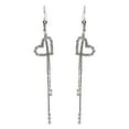 thumbnail image 1 of Silver Crystal Hallow Heart Shape Rhinestone with 2 Lines Mini Rhinestones Hook Dangle Earrings, 1 of 1