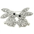 thumbnail image 1 of Silver Crystal Kissing Bunny Easter Brooch Pin, 1 of 3