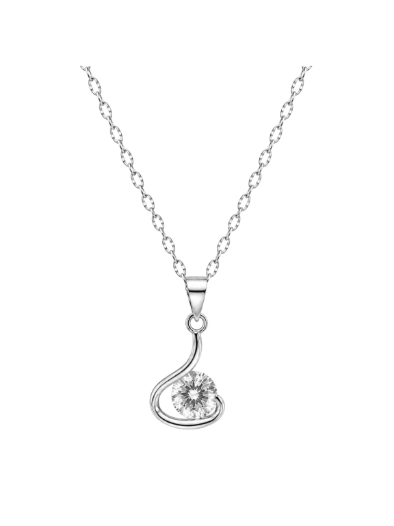 Crystal Loop Pendant Necklace for Women Elegant Round S Charm Necklace Fashion Jewelry Gift for Party Wedding Daily Wear