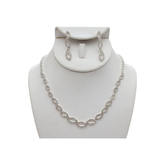 Silver Crystal Oval Set