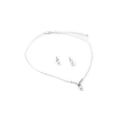thumbnail image 1 of Silver Crystal Rhinestone Pearl Drop with Silver Ends Dangle Earrings & White Pearl Center Piece Necklace Jewelry Set, 1 of 1