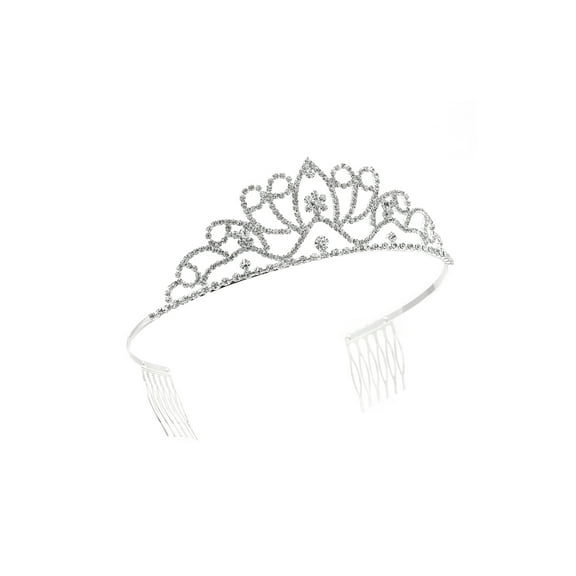 Silver Crystal Rhinestone Princess Tiara Crown